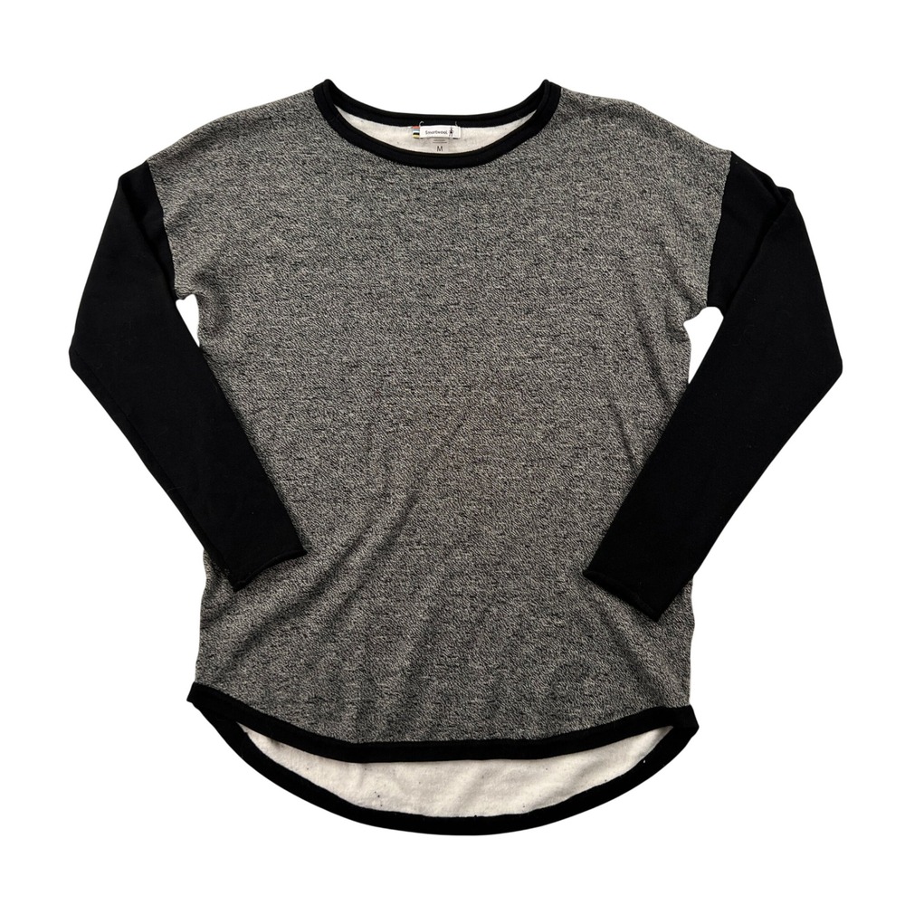 Smartwool Shadow Pine Colorblock Crewneck Sweater Women M Gray Black Wool GORP